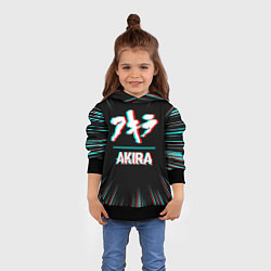 Толстовка-худи детская Символ Akira в стиле glitch на темном фоне, цвет: 3D-черный — фото 2