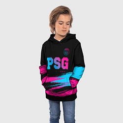 Толстовка-худи детская PSG - neon gradient: символ сверху, цвет: 3D-черный — фото 2