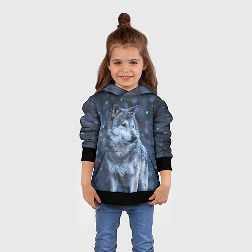 Детская толстовка Лесной волк / 3D-Черный – фото 4