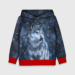 Толстовка-худи детская Лесной волк, цвет: 3D-красный