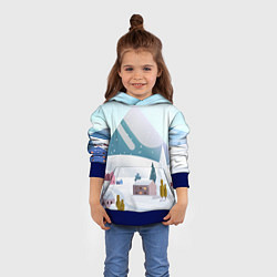 Толстовка-худи детская Зимние горы - минимализм, цвет: 3D-синий — фото 2