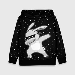 Толстовка-худи детская Кролик ДЭБ и снегопад, цвет: 3D-черный