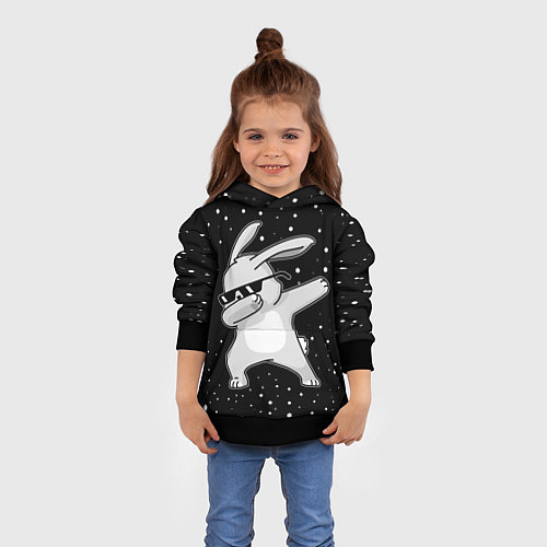 Детская толстовка Кролик ДЭБ и снегопад / 3D-Черный – фото 4
