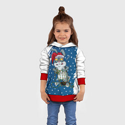 Толстовка-худи детская Кролик и гирлянда - 2023, цвет: 3D-красный — фото 2