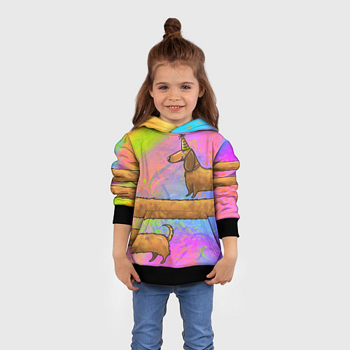 Детская толстовка Очень-очень длинная такса / 3D-Черный – фото 4