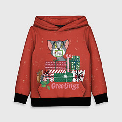 Толстовка-худи детская Том и подарки, цвет: 3D-черный