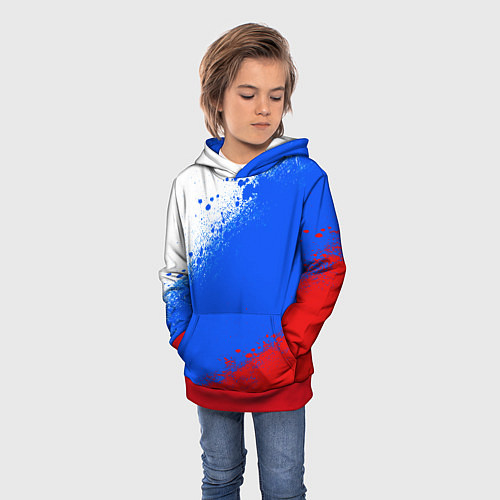 Детская толстовка Флаг России - триколор / 3D-Красный – фото 3