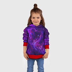 Толстовка-худи детская Неоновый космос и звезды, цвет: 3D-красный — фото 2
