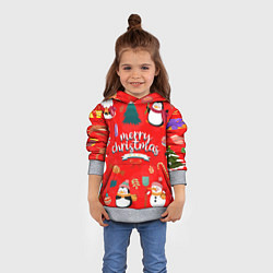 Толстовка-худи детская Merry christmas art, цвет: 3D-меланж — фото 2