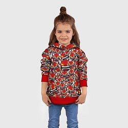 Толстовка-худи детская Геометри Даш демоны паттерн, цвет: 3D-красный — фото 2