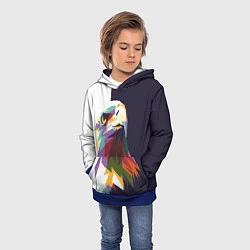 Толстовка-худи детская Орел-птица гордая, цвет: 3D-синий — фото 2