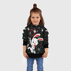 Толстовка-худи детская Подмигивающий кролик, цвет: 3D-черный — фото 2