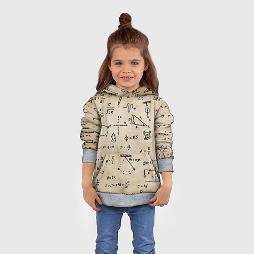Детская толстовка Научные формулы на старой бумаге / 3D-Меланж – фото 4
