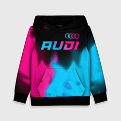 Толстовка-худи детская Audi - neon gradient: символ сверху, цвет: 3D-черный