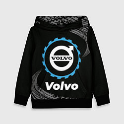 Толстовка-худи детская Volvo в стиле Top Gear со следами шин на фоне, цвет: 3D-черный
