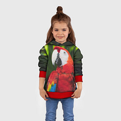 Толстовка-худи детская Красный попугай Ара, цвет: 3D-красный — фото 2