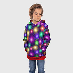Толстовка-худи детская Праздничный салют - фейерверк, цвет: 3D-красный — фото 2