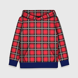 Толстовка-худи детская Красная шотландская клетка, цвет: 3D-синий