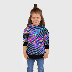 Толстовка-худи детская Голографические полосы, цвет: 3D-черный — фото 2