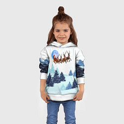 Толстовка-худи детская Санта на оленях, цвет: 3D-белый — фото 2