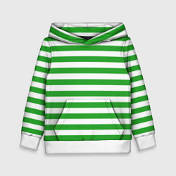 Толстовка-худи детская Зеленый полосатый новогодний леденец, цвет: 3D-белый