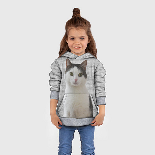 Детская толстовка Задумчивый котик / 3D-Меланж – фото 4