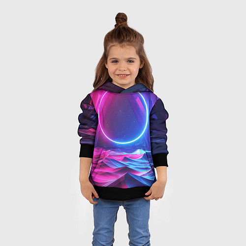 Детская толстовка Круг и разноцветные кристаллы - vaporwave / 3D-Черный – фото 4