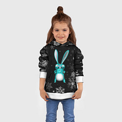 Толстовка-худи детская Cheeky rabbit celebrates the new year, цвет: 3D-белый — фото 2