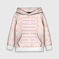 Толстовка-худи детская Соня по-вертикали с розовым фоном, цвет: 3D-белый