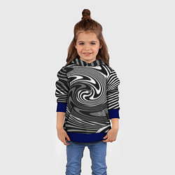 Толстовка-худи детская Black and white abstract pattern, цвет: 3D-синий — фото 2