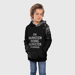 Толстовка-худи детская Im marketer doing marketer things: на темном, цвет: 3D-черный — фото 2