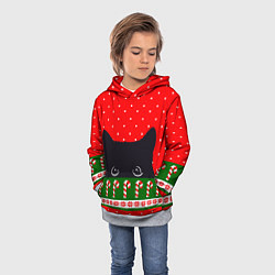 Толстовка-худи детская Котик: новогодний свитер, цвет: 3D-меланж — фото 2