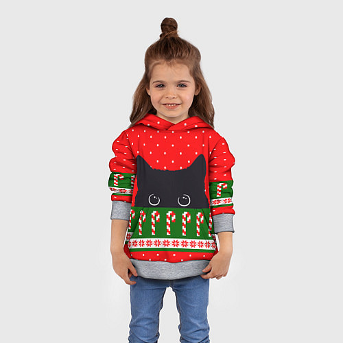 Детская толстовка Котик: новогодний свитер / 3D-Меланж – фото 4