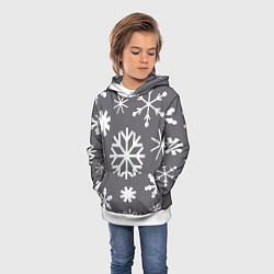 Толстовка-худи детская Snow in grey, цвет: 3D-белый — фото 2
