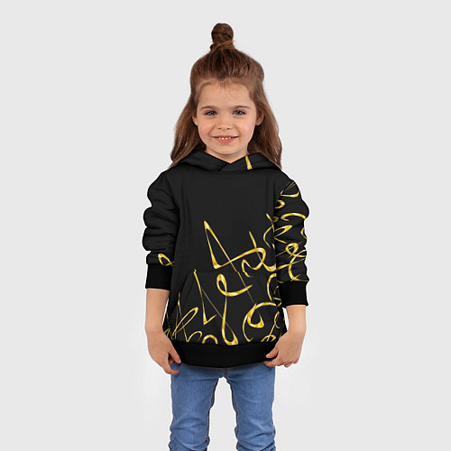Детская толстовка Золотая каллиграфия на черном фоне / 3D-Черный – фото 4