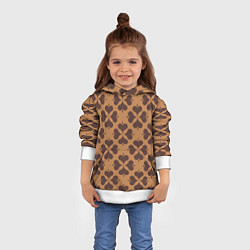 Толстовка-худи детская Четырехлистный клевер бежевый, цвет: 3D-белый — фото 2