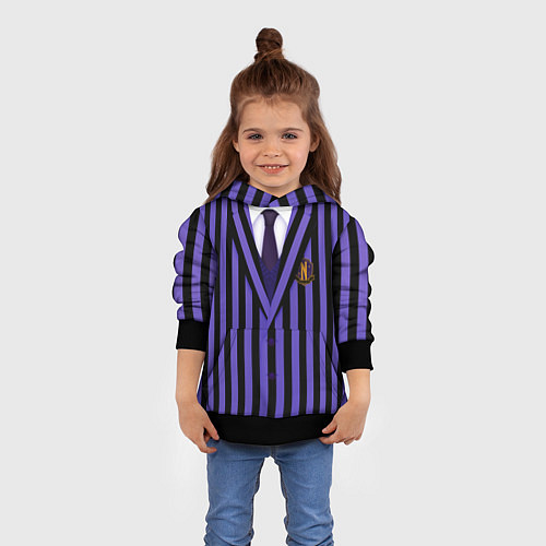 Детская толстовка Школьники Невермор: фиолетовая форма / 3D-Черный – фото 4