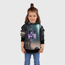 Толстовка-худи детская Sci-fi girl and cyberpunk vibes, цвет: 3D-черный — фото 2
