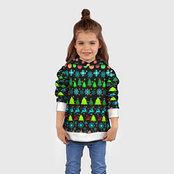 Толстовка-худи детская Узор с ёлками и оленями, цвет: 3D-белый — фото 2