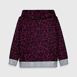 Детская толстовка Абстрактные розовые узоры в виде трещин на чёрном