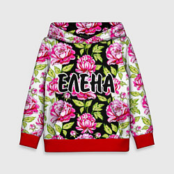 Толстовка-худи детская Елена в цветах, цвет: 3D-красный