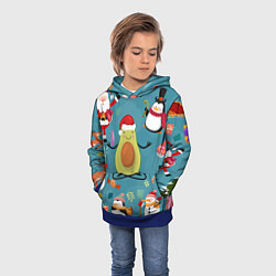 Толстовка-худи детская Новогодний авокадо, цвет: 3D-синий — фото 2