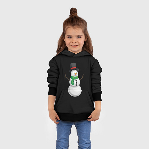 Детская толстовка Новогодний снеговик с шарфом / 3D-Черный – фото 4