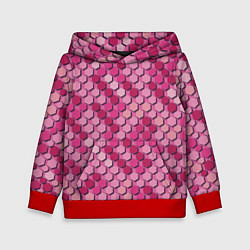 Толстовка-худи детская Розовый камуфляж, цвет: 3D-красный