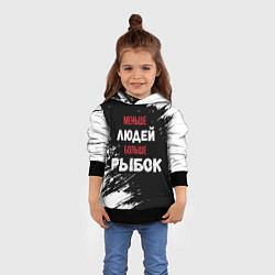 Толстовка-худи детская Меньше людей больше рыбок, цвет: 3D-черный — фото 2