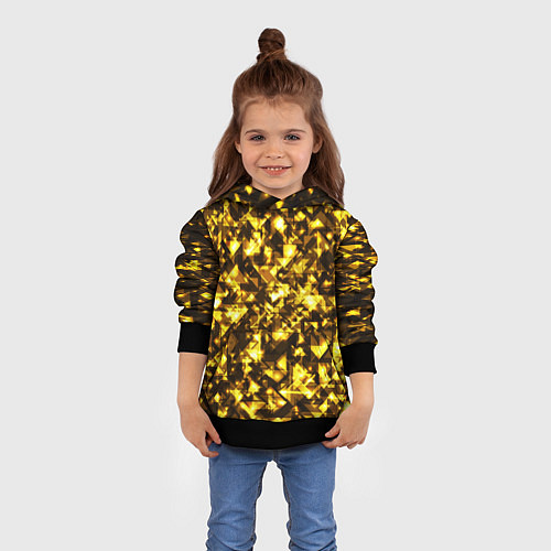 Детская толстовка Золотой узор треугольники на черном фоне / 3D-Черный – фото 4