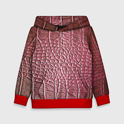 Толстовка-худи детская Кожа крокодила - мода - текстура, цвет: 3D-красный