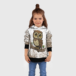 Толстовка-худи детская Милая совушка, цвет: 3D-черный — фото 2