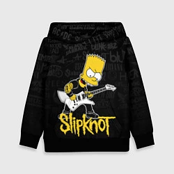 Толстовка-худи детская Slipknot Барт Симпсон рокер логотипы, цвет: 3D-черный
