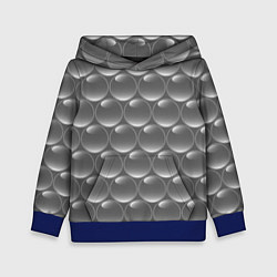 Толстовка-худи детская Абстрактное множество серых металлических шаров, цвет: 3D-синий